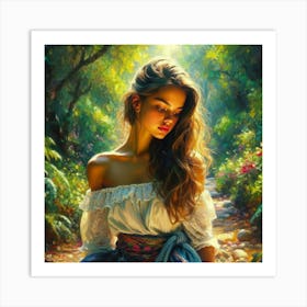 Girl In The Forest3 Art Print