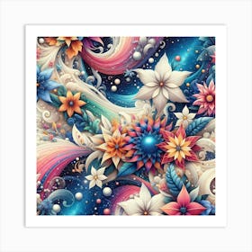 Abstract Floral Pattern 1 Art Print