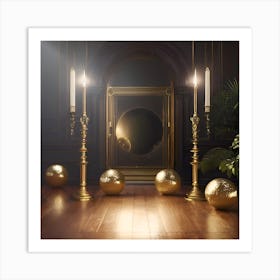 Golden Balls In A Room Art Print