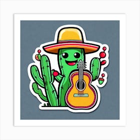 Cactus With Guitar 2 Art Print