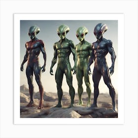 Alien Avengers 2/4 (space visitor super hero creature invasion movie figure comic sci-fi) Art Print