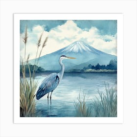 Creatai 24830 Vintage Illustration Of Blue Heron Bird Standin 9557a4d6 5a17 4686 A7a3 6437609cd5c8 1 Art Print