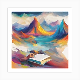 Book And Mountains Art Print