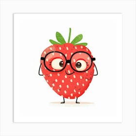 Strawberry With Glasses Art Print