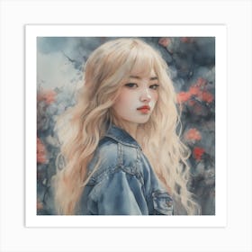 Girl With Long Blonde Hair Art Print