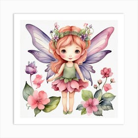 Fairy Girl With Flowers Art Print