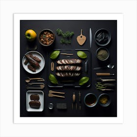 Barbecue Props Knolling Layout (7) Art Print