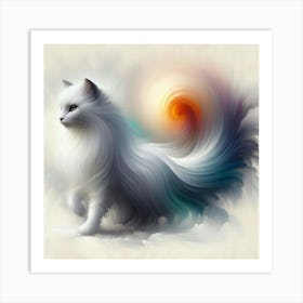 White Cat Art Print