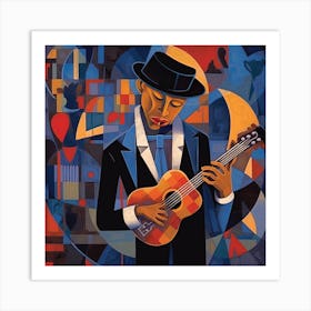 Man With A Guitar, Blues Musician Art Print