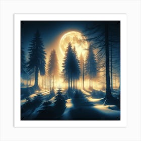 Forest At Night Art Print