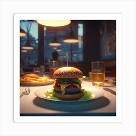 Burger In A Restaurant 20 Art Print