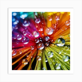 Colorful Dandelion With Rain Droplets Art Print