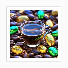 Coffee Beans And Easter Eggs Art Print