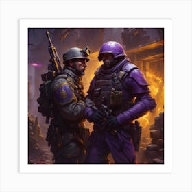 Two Soldiers In Purple Uniforms 1 Art Print