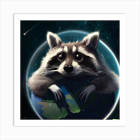 Raccoon in Space Art Print