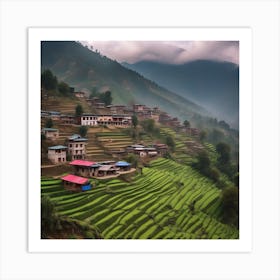 Rice Terraces In Nepal Art Print
