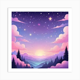 Sky With Twinkling Stars In Pastel Colors Square Composition 226 Art Print