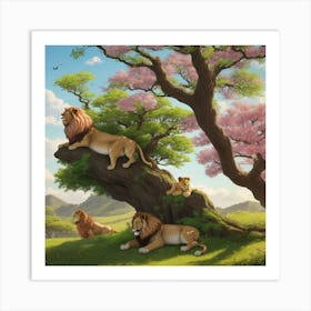 Lions In The Forest Art Print