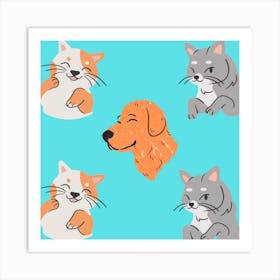 Cat And Dog Art Print