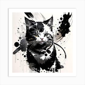 Black And White Cat Art Print