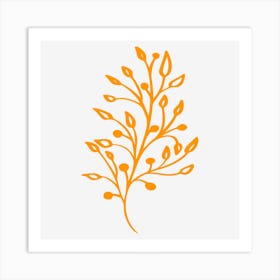 Orange Leaf On Black Background Art Print