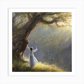 Child Under A Tree Art Print