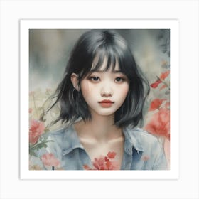 Asian Girl Painting 2 Art Print