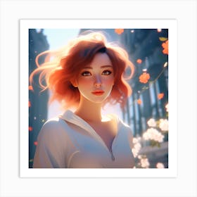 Girl With Red Hair Art Print