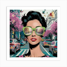 Woman in the city Art Print