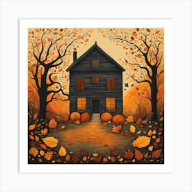 Autumn House Canvas Print Art Print