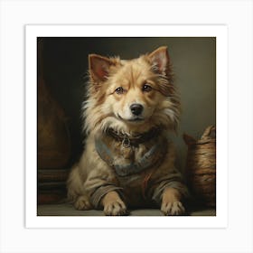 Dog With A Basket Art Print