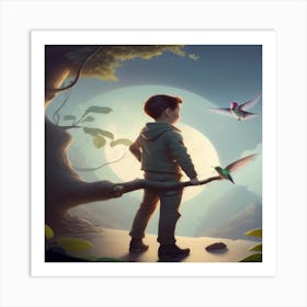 Boy In The Forest Art Print