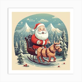 Santa Claus On A Sleigh Art Print