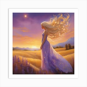 Girl In A Field Art Print