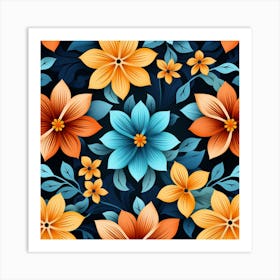 Seamless Floral Pattern 1 Art Print