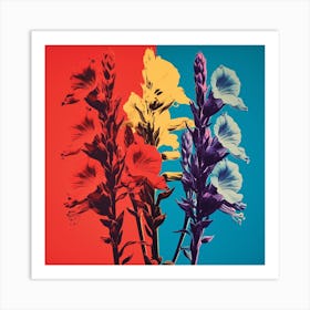 Andy Warhol Style Pop Art Flowers Larkspur 3 Square Art Print
