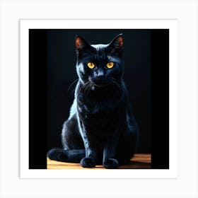 Magical Black Cat Sitting (2) Art Print
