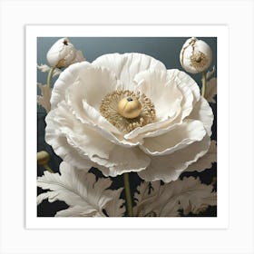 Aesthetic style, Large white poppy flower Art Print