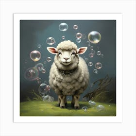 Sheep With Soap Bubbles 1 Art Print