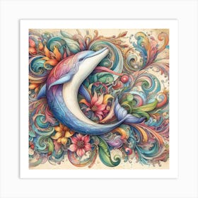 Colorful Dolphin 1 Art Print