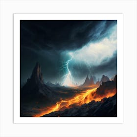 Impressive Lightning Strikes In A Strong Storm 16 Art Print