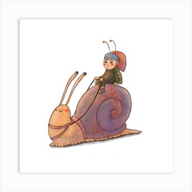 Snail Rider Friendship Art Print