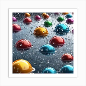 Colorful Water Droplets Art Print