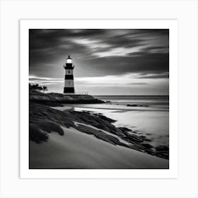 Black And White Lighthouse 7 Art Print