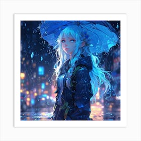 Girl in the Rain Art Print