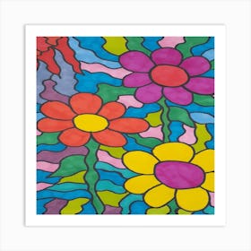 Psychedelic Flowers Art Print