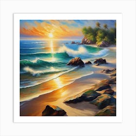 Sunset On The Beach 74 Art Print