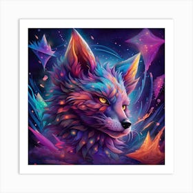 Fox In Space Art Print