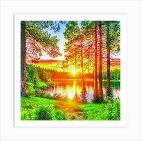 Sunset In The Forest 6 Art Print