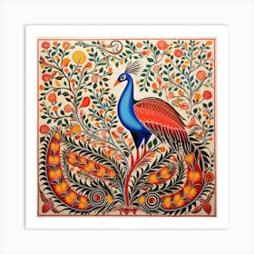 Peacock Madhubani Painting Indian Traditional Style Art Print